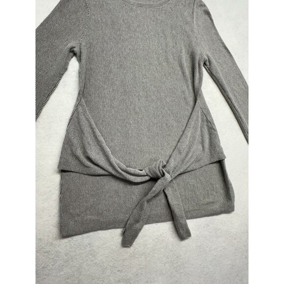 J. Jill Pure Jill Blouse Womens Small Tie Front Knit Top Long‎ Sleeves Gray - Picture 3 of 8